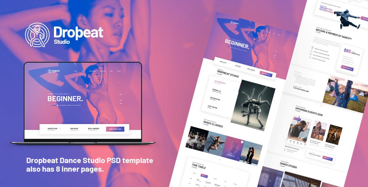 Dropbeat - Dance Studio Creative PSD Template