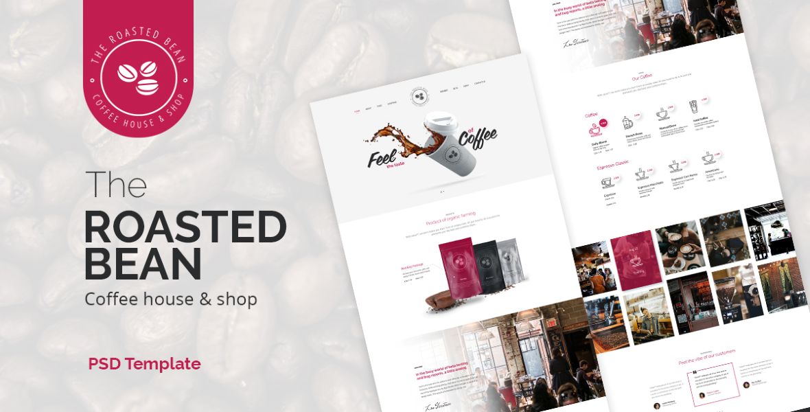 Roasted Bean - Creative & Coffee Shop PSD Template