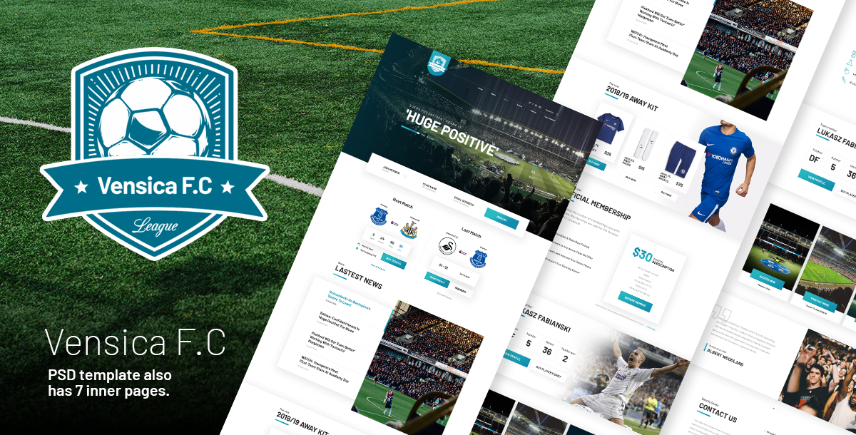 Vensica FC - Football Club Creative PSD Template